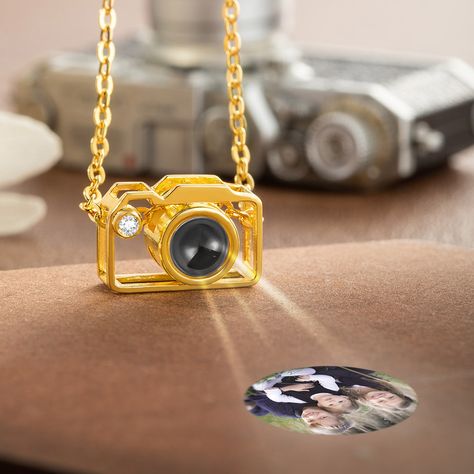 [DELICATE DESIGN]: This necklace with a camera charm pendant and is available in silver, gold, and rose gold. The pendant is inlaid with a projection stone and can engrave any photo in the middle of the projection stone. Put the photo inside the camera pendant when they see the photo, they will remind of the good times. This tiny camera pendant is delicate and simple, perfect for stacking or layering with other jewelry.  [MATERIAL]: The customized photo projection necklace is made of high-qualit Luxury Sentimental Adjustable Jewelry, Cheap Necklaces For Travel, Cheap Nickel-free Necklace For Keepsake, Luxury Artist-signed Jewelry As Gift, Memorable Anaverisy Gifts, Things To Fo With Keepsake Jewelry, Christmas Gifts For Photgrapher Editor, Luxury Artistic Necklace For Gift, Luxury Artistic Necklaces For Gifts