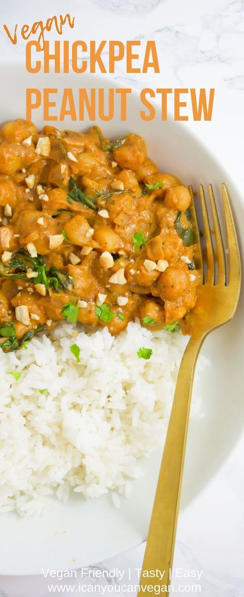 Cooking Chickpeas, Peanut Stew Vegan, Vegan 101, Vegan Chickpea Recipes, Chickpea Recipe, Peanut Stew, Quick Vegan, Vegan Chickpea, Chickpea Stew