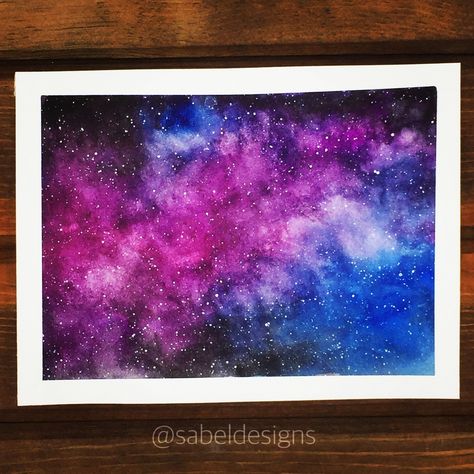 Universe Painting Galaxies, Universe Painting Ideas, Watercolour Galaxy Painting, Universe Canvas Painting, Universe Painting Acrylic, Painting Of Galaxy, Galaxy Painting Watercolor, Galaxy Watercolor Painting, Universe Watercolor