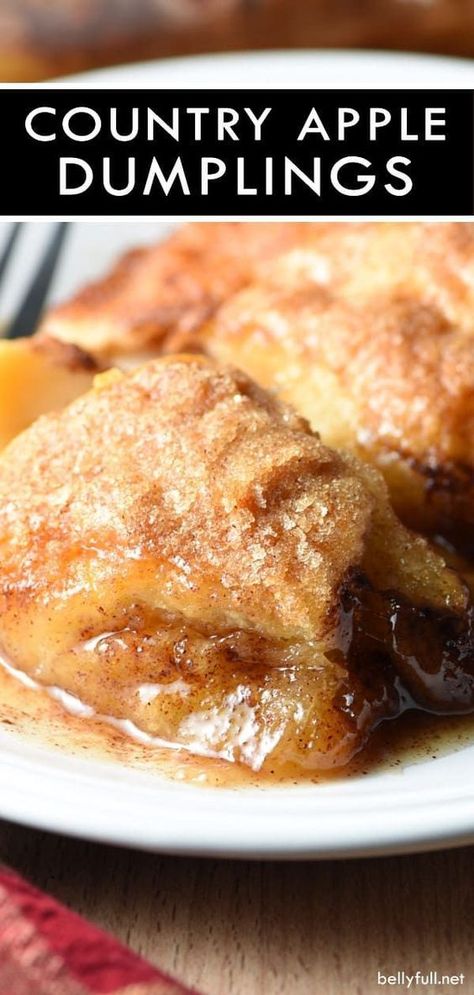 These Easy Country Apple Dumplings are soft and gooey on the bottom, but crispy on top, and they taste like apple pie. So easy and ridiculously good. Plus the house smells amazing while they bake! #apples #dumplings #appledumplings #easyappledumplings #recipe Apple Crescent, Easy Apple Dumplings, Apple Dumpling, Apple Recipes Healthy, Baked Apple Recipes, Rolls Easy, Apple Recipes Easy, Apple Dumplings, Bake Goods