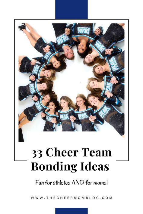 Are you a cheer mom who is always looking for creative ways to get your team together outside of practice? Check out this list of fun and creative ideas to help your cheerleaders grow in their friendship with each other. Cheer Lock In Ideas, Cheer Games For Practice, Cheer Team Announcement Ideas, Volleyball Bonding Ideas, Cheer Practice Games, Cheer Mom Ideas, Fun Games For Cheer Practice, You Made The Team Ideas For Cheerleaders, Cheerleading Team Building Activities