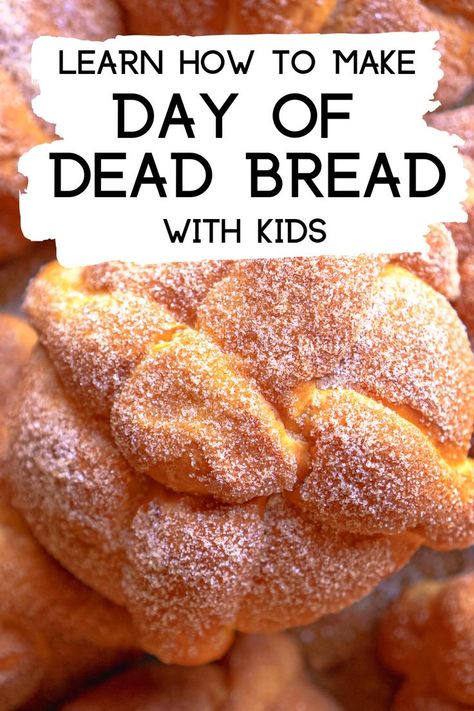 This pan de muerto recipe is a great way for kids to learn about Day of the Dead and traditional Day of Dead food recipes! Great diversity cooking activities for kids and food culture around the worlds lessons! #DayofDead #dayofthedeadrecipes #foodculture #octoberactivitycalendar #novemberactivitycalendar Mexican Dinner Party Ideas, Dia De Los Muertos Party Ideas Food, Day Of The Dead Party Food, Dia De Los Muertos Food Ideas, Dia De Los Muertos Snack Ideas, Day Of The Dead Food Ideas, Day Of The Dead For Kids, Dead Bread Recipe, Day Of The Dead Bread Recipe Easy