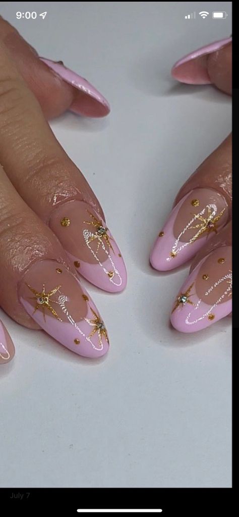 Fairycore Nail Ideas, Japanese Nails Valentines, Pink And Golden Nails, Divine Feminine Nails, Dreamy Nail Art, Nails Red Summer, Folklore Nails, Nails Ideas 2023 Blue, Taylor Swift Nail Ideas