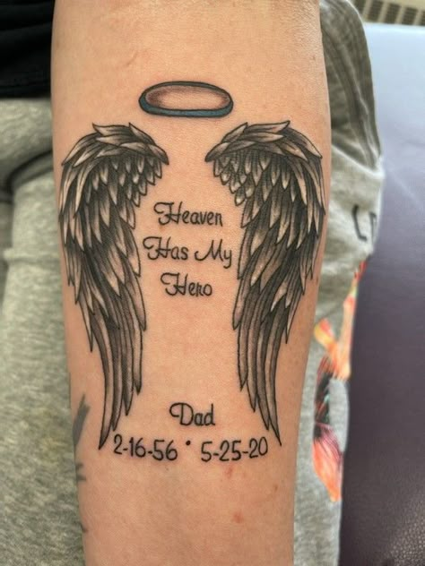 Tattoo For People Who Died, Father Passing Tattoo Ideas, Loved Ones In Heaven Quotes Tattoos, Tattoo Ideas For Grandpa Who Passed, Brother Died Tattoo, Papa Memorial Tattoo, Tattoos For Lossed Loved Ones, Unique Tattoos For Passed Loved Ones, Dead Dad Tattoo Ideas For Daughter