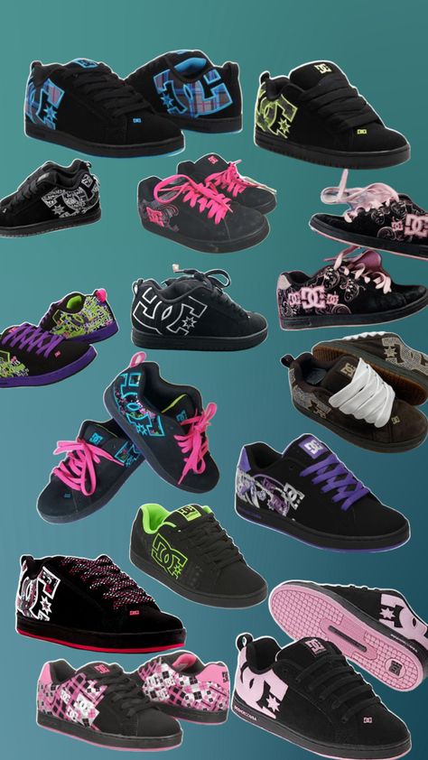 Mcbling Shoes, Clean Girl Shoes, 13th Birthday Outfit, 2000 Posters, Y2k Style Outfits, Snow Jackets Women, Dc Sneakers, Cool Vans Shoes, Dc Shoes Women