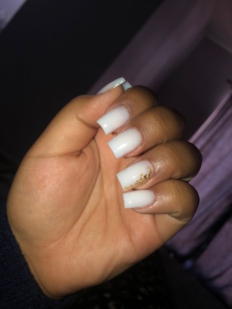 #coffinnails #milkywhite #goldflakes #acrylicnails #cutenaildesigns White Nails Gold Flakes, Milky White Coffin Nails, Milky White Coffin, Nails Gold Flakes, Nails With Gold Flakes, White Nails With Gold, Nails With Gold, White Coffin Nails, Nails Gold