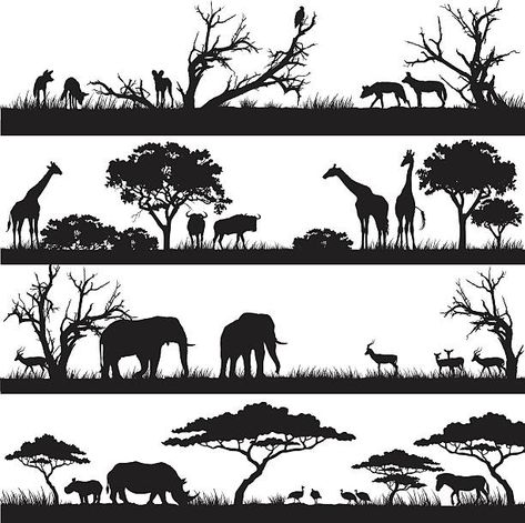 African Wild Animals, Silhouette Arte, Animal Stencil, Animal Silhouette, Silhouette Free, Silhouette Art, African Animals, African Safari, Giraffes