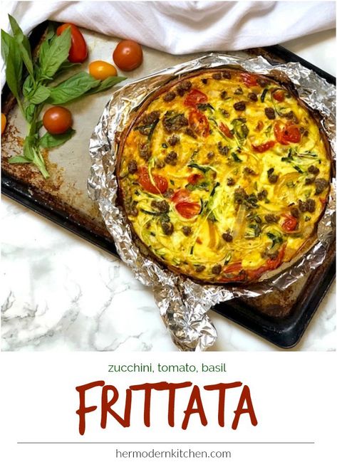 Monday Morning Frittata Pin August Recipes, Burst Tomatoes, Tomato Frittata, Feast Recipes, Plate Recipes, Savory Breakfast Recipes, Zucchini Tomato, Southern Plate, Fantastic Recipes