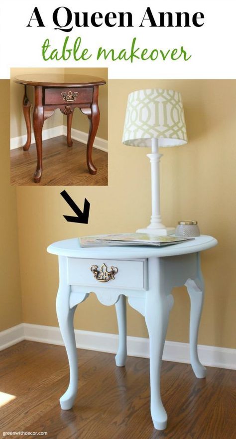 Queen Anne Bedroom, Paint Furniture Diy, Painted End Tables, End Table Makeover, How To Paint Furniture, Blue Painted Furniture, Diy Furniture Building, Pretty Furniture, Country Chic Paint