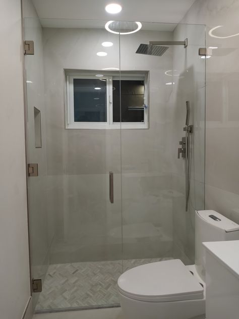 Glass door Bathroom With Partition Wall, Bathroom Glass Partition, Neo Angle Shower Doors, Corner Shower Stalls, Glass Door Bathroom, Glass Partition Wall, Glass Shower Door, Dining Room Light Fixtures, Glass Partition