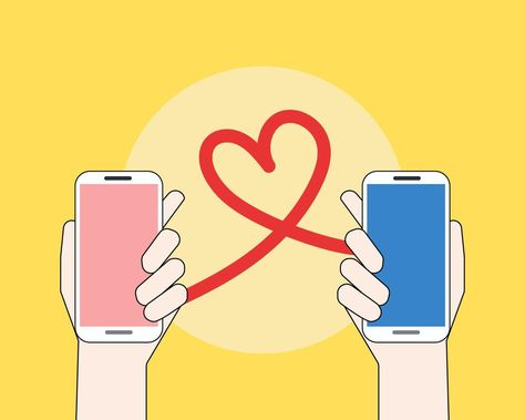 Cartoon Cellphone, Holding Hands Cartoon, Two Hands Holding, Love Concept, Hands Holding, Couple Cartoon, Family Relationships, Vector Design, Two Hands