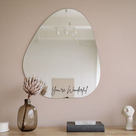 You're Wonderful, Make Yourself Happy, Private Workspace, Mirror Decal, Etsy Stickers, Mirror Stickers, Mirror Wall Stickers, Start The Day, Look In The Mirror