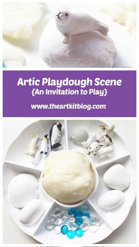 Playdough Sensory, Animal Playdough, Arctic Animal Sensory Bin, Snow Playdough, Play Dough, Play Doh Kits, Play Dough Invitation, Dough Ideas, Playdough Kits