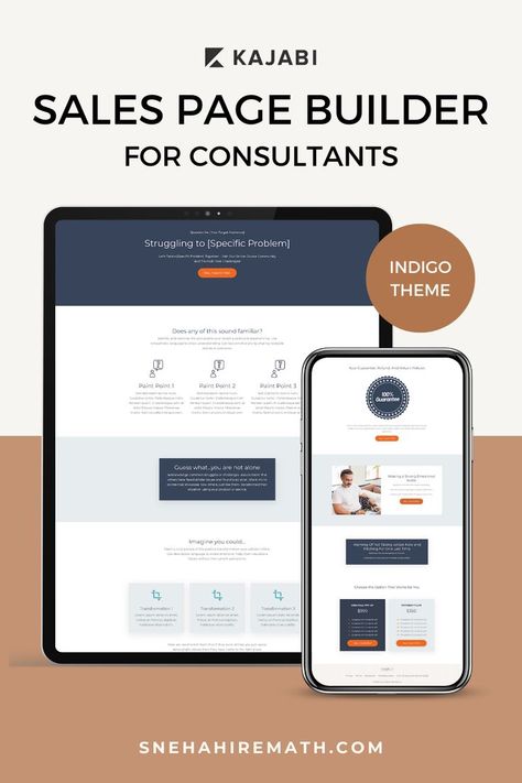 Eye-catching sales page for your course launch? It's possible without coding. Check out our Indigo Kajabi sales page template designed for course creators. Get this beautiful, pre-made template and integrate it seamlessly with your Kajabi website - all to help you focus on what matters: your course content and getting students enrolled. Kajabi Website, Sales Funnel Template, Sales Page Template, Course Launch, Focus On What Matters, Sales Page, Ideal Client, Page Template, Brand Awareness