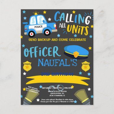 Create your own Invitation | Zazzle Police Officer Birthday Party, Policeman Party, Police Officer Party, Officer Party, Police Birthday Invitations, Police Officer Birthday, Police Invitation, Police Birthday Party, Police Party