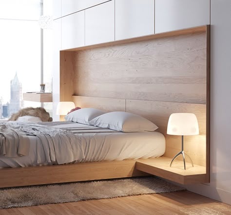 Bedroom Design Idea - Combine Your Bed And Side Table Into One Modern Bedside Table Design, Women Bedroom, Japandi Bedroom, Bedside Table Design, Bed Design Modern, Table Designs, Bedroom Bed Design, Headboard Designs, Table Table