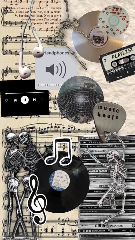 Music 3d Wallpaper, Y2k Wallpaper Music, Vintage Rock Aesthetic Wallpaper, Dance Wallpaper Aesthetic, Music Y2k, Iphone Wallpaper Music, Y2k Posters, Sheet Music Art, Wallpaper Music