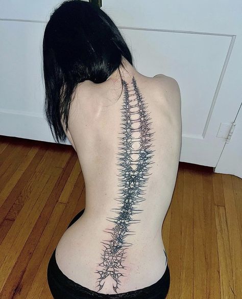 Sick Tattoo, Creepy Tattoos, 3d Tattoos, Spine Tattoo, Spine Tattoos, Aesthetic Tattoo, Dream Tattoos, Black Ink Tattoos, Dope Tattoos