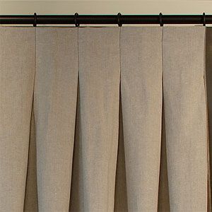 Drapery Pleat Styles, Inverted Pleat Curtains, Inverted Pleat Drapery, Outdoor Drapes, Drapery Styles, Pleated Drapery, Diy Window Treatments, Curtain Headings, Drapery Designs