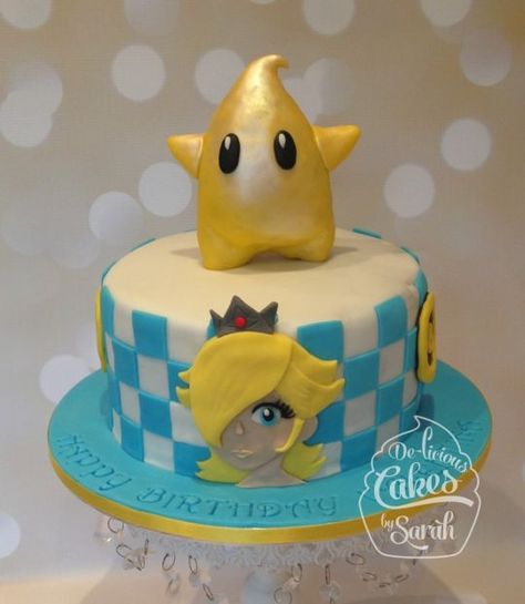 Rosalina Cake, Mario Bros Game, Rapunzel Birthday Cake, Mario Princesses, Princess Rosalina, Peach Birthday, Super Mario Cake, Rapunzel Birthday, Mario Cake