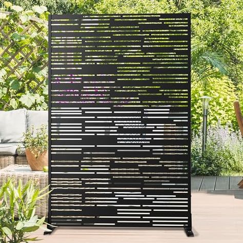 Amazon.com : Elevens Metal Outdoor Privacy Screen, Freestanding Outdoor Divider Decorative Privacy Fence Screen,Outdoor Decorative Privacy Screens & Panels, 72" H×47" W (Black-Lines) : Patio, Lawn & Garden Outdoor Partition, Decorative Privacy Fence, Outdoor Divider, Retractable Patio Screens, Privacy Screen Garden, Screen Garden, Roof Patio, Outdoor Privacy Screen, Patio Privacy Screen