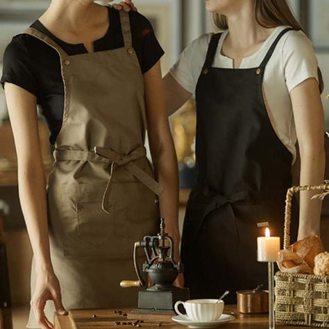 Online Shop Khaki Canvas Black Denim Apron Barista Bartender Baker Catering Uniform Restaurant Bistro Waiter Waitress Florist Work Wear D47 | Aliexpress Mobile Catering Uniform, Cafe Uniform, Waitress Outfit, Barista Training, Cafe Barista, Cafe Apron, Restaurant Uniforms, Canvas Apron, Denim Apron