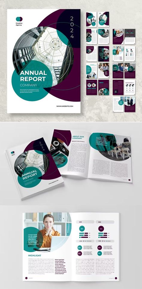 Creative Annual Report Design Template InDesign INDD & IDML. 20 Unique Pages. Creative Annual Report Design, Magazine Page Design, Annual Report Layout, Report Design Template, Report Layout, Annual Report Template, Report Powerpoint, Annual Report Covers, Cover Design Inspiration