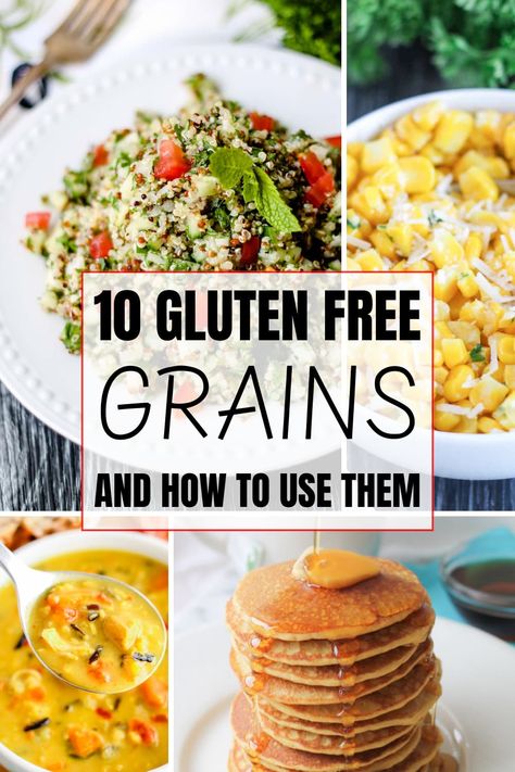 What grains are gluten free? How do you use them? This list of gluten free whole grains includes a bunch of delicious recipes using ancient grains and whole grains such as amaranth and wild rice. Millet Recipes, Easy Healthy Lunches, Gluten Free Pancakes, Best Gluten Free Recipes, Protein Packed Breakfast, Ancient Grains, Gluten Free Rice, Gluten Free Grains, Grain Foods