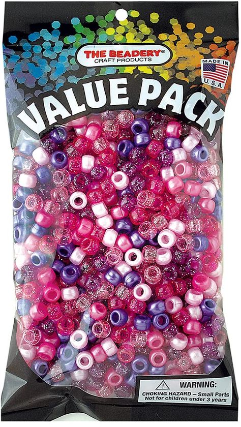 PRICES MAY VARY. 9x6MM Barrel Pony Beads Made in USA Create fun jewelry, keychains, and other beaded creations Bright Colors including pink pearl, hot pink pearl, purple pearl, and pink sparkle! Perfect for Kandi Kids, VSCO, and group activities 900 pieces! Pony Bead Charms, Silly Bracelets, Scene Items, Kandi Kids, Bead Shopping, Kandi Beads, Kandi Inspo, Pearl Purple, Kandi Kid