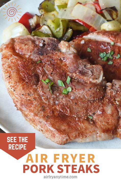 Air Fryer Pork Steaks, Fried Pork Steak, Pork Shoulder Steak, Pork Steak Recipe, Pork Steaks, Air Fryer Pork, Steak And Onions, Chopped Steak, The Best Air Fryer