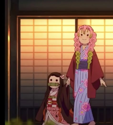 Nezuko And Mitsuri, Mitsuri Nezuko, Demon Slayer Chibi, Weird Kid, Fantasy Demon, Demon Slayer Memes, Nezuko Chan, Anime Products, My Fantasy World