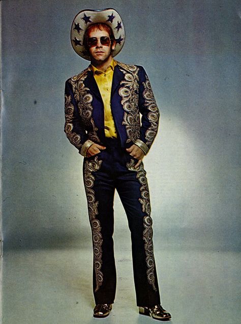 Hoedown Throwdown, Nudie Suit, Elton John Costume, Elton John Rocket Man, Disco Cowboy, Bernie Taupin, John Barry, Western Glam, Rhinestone Cowboy