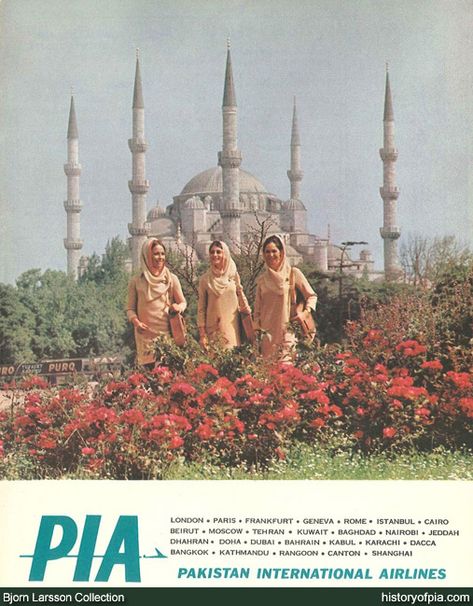 Pakistan International Airlines, Pakistan Art, Pakistan Culture, History Of Pakistan, Vintage Airline Posters, Pakistan Travel, Pictorial Maps, International Airlines, Textile Museum