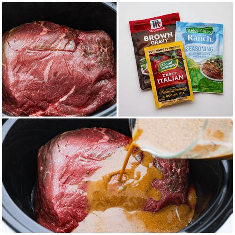 Chuck Roast Crock Pot Recipes With Gravy, Pot Roast 3 Packet, Slow Cooker 3 Packet Pork Roast, 3 Packet Pork Roast Crock Pots, Crockpot Sliced Roast Beef, Beef Pikes Peak Roast Recipes, Three Packet Slow Cooker Roast, Sirloin Tip Roast Crock Pot Recipes, Rolled Roast Recipes Crock Pot