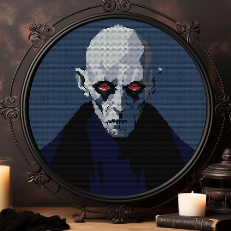 Goth Cross Stitch Pattern, Free Gothic Cross Stitch Patterns, Cross Stitch Horror, Free Goth Cross Stitch Pattern, Vampire Cross Stitch Pattern, Witch Cross Stitch, Vampire Goth, Bead Embroidery Patterns, Iron Beads