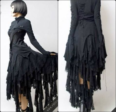 Beautiful distressed gothic dress by Punk rave. iv died and went to punk heaven. wow. Witchy Skirt, Crazy Dresses, Punk Skirt, Scene Girl, Estilo Hippy, Black Clothing, Punk Rave, Psychobilly, Rock Chic