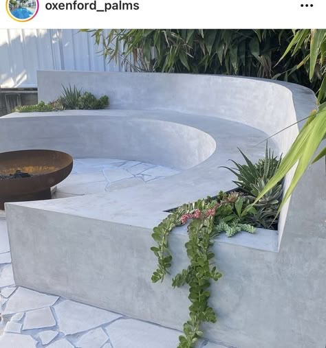 Backyard Concrete Patio Ideas Cement Fire Pits, Firepit Seating, Dream Backyard Patio, Outdoor Fire Pit Seating, Pool Landscape Design, Backyard Fireplace, Backyard Seating, Fire Pit Seating, Fire Pit Area