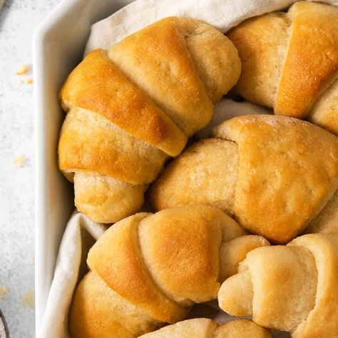 Buttery, Gluten-Free Crescent Rolls Maggie Recipes, Eoe Recipes, Butterhorns Recipe, Gluten Free Crescent Rolls, Gf Cooking, Meaningful Eats, Homemade Crescent Rolls, Gluten Free Rolls, Grain Brain