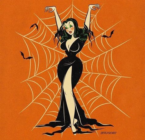 Lady Vampire Tattoo, Red Lips Pale Skin, Vintage Pinups, Pinup Tattoo, Halloween Pin Up, Halloween Things, Spooky Art, Pinup Art, Pin Up Tattoos