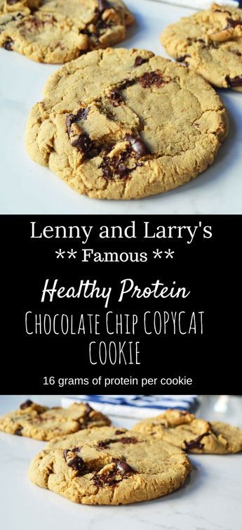 Lenny and Larry's Famous Complete Protein Copycat Cookies by Modern Honey. 16 grams of protein, vegan, and less sugar makes these one healthy cookie. This is way better than drinking a protein shake. Copycat Cookies, Work Snacks, Cookies With Chocolate Chips, Modern Honey, Protein Cookie, Healthy Cookie, Protein Baking, Healthy Protein Snacks, Protein Treats