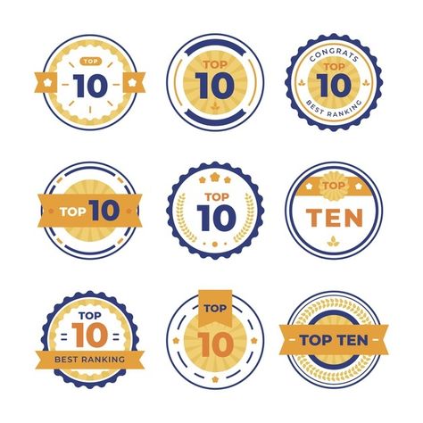 Top ten badges collection Free Vector | Free Vector #Freepik #freevector #design #badges #label #flat Badge Icon Design, Badge Shapes, Ribbon Badge Design, Achievement Badge Design, Event Badge Design, Badge Template, Scrapbook Printing, Red Label, Christmas Labels