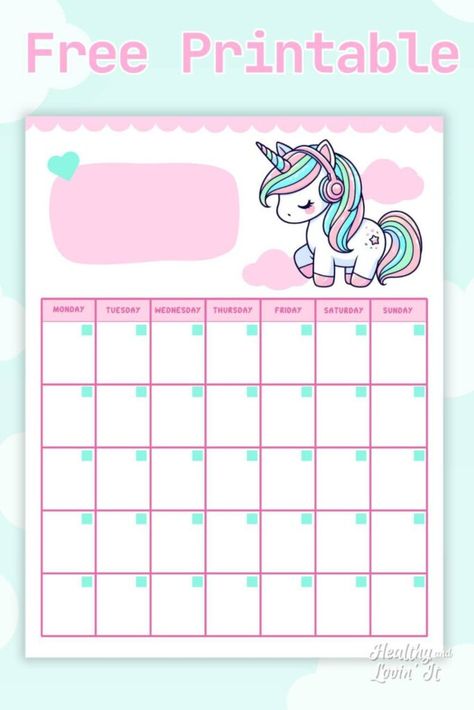 Bunny Calendar, Free Printable Monthly Calendar, Easter Calendar, Kawaii Pastel Aesthetic, Free Printable Calendar Templates, Kawaii Planner, Monthly Calendars, Monthly Calendar Template, Calendar Templates