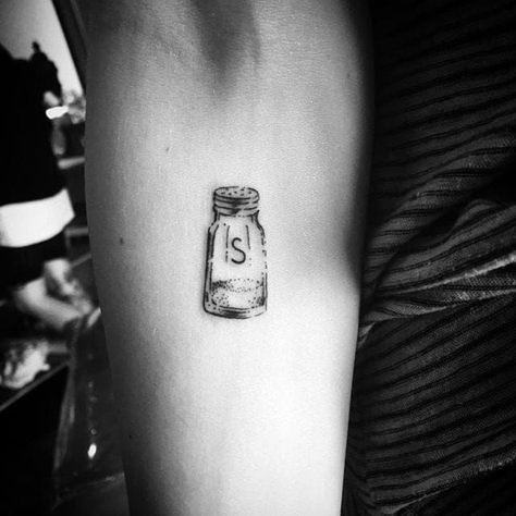 Salt Shaker Tattoo, Salt Tattoo, Grandpa Tattoo, Matching Tats, Small Matching Tattoos, Dragon Chino, Hidden Tattoos, Elements Tattoo, Stick N Poke Tattoo