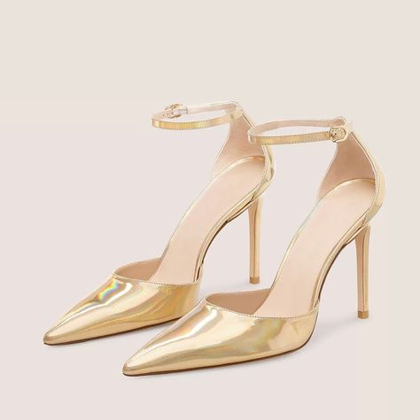 Holographic Gold, Prom 2024, Strappy Pumps, Heeled Pumps, Heels Gold, Spot Lights, Gold Pumps, Ankle Strap Pumps, Strap Pumps