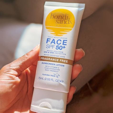 Sunscreen for dark skin Bondi Sands Sunscreen, Bondi Sands, Sunscreen Lotion, Daily Moisturizer, Face Care, Spf 50, Fragrance Free Products, Sun Protection, Sunscreen