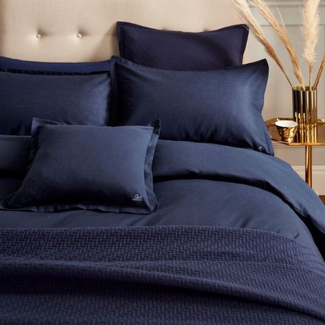 Plain Bedding, Bedding Design, Pearl Look, Cushion Inserts, Fine Linens, Belfast, Bed Design, Bed Spreads, Midnight Blue