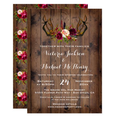 Snow Wedding Invitations, Wood Wedding Ideas, Antler Wedding Invitations, Wedding Invitations Winter, Wedding Invitations Fall, Orange Wedding Invitations, Wedding Invitations Watercolor, Wood Invitation, Antler Wedding