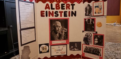 Albert Einstein Project Board Albert Einstein Projects, Einstein Project, Albert Einstein Facts, Wax Museum School Project, Wax Museum Project, Lap Book, Playgroup Activities, Presentation Ideas For School, 8th Grade History