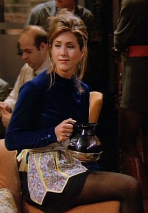 I Love this Velvet top. Rachel Green Waitress, Monica And Rachel, Rachel Outfits, Rachel Greene, Waitress Outfit, Rachel Green Friends, Rachel Green Style, Rachel Green Outfits, Rachel Friends