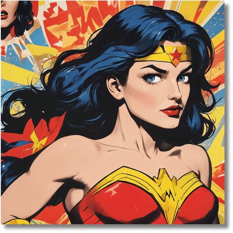 💖 Wonder Woman I- Pop Art Metal Print 💖 Starting from $79.99 😁 Introducing the Wonder Woman Pop Art Metal Print. Printed with high-quality aluminum, this bold and vibrant print showcases the iconic superhero in a unique and stylish way. Shop now 🛍️ at https://www.modernwallartwork.com/products/wonder-woman-pop-art-metal-print #BlueWallArt #MulticolorArtwork #PopArt #SquareWallArt #YellowWallArt Superhero Pop Art, Multicolor Art, Yellow Wall Art, Square Wall Art, Modern Pop Art, Purple Art, Black White Art, Yellow Art, Orange Art